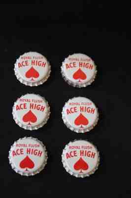 6 Royal Flush Ace High Bottle Caps Alberts Products Portland Oregon Cork Soda 