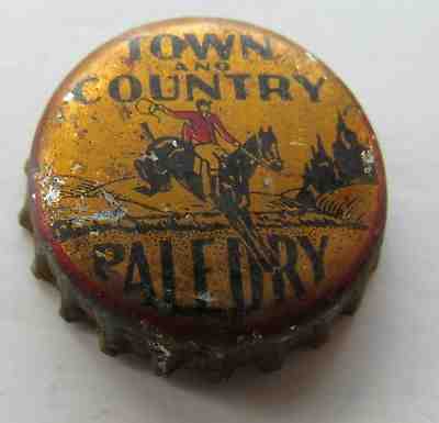 RARE Vintage Town & Country Pale Dry Ginger Ale Cork Bottle Cap w/Graphics