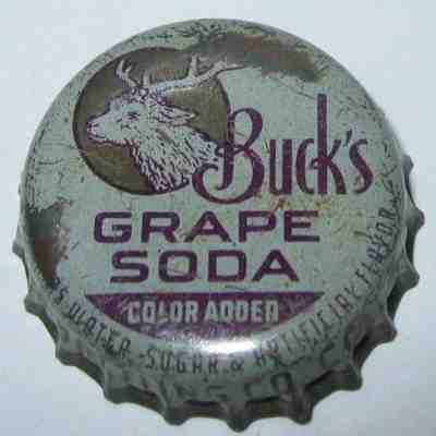 BUCK'S GRAPE SODA POP BOTTLE CAP CROWN; COLUMBUS, GA; USED CORK; KRONKORKEN