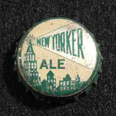 NEW YORKER ALE CITY SKYLINE CORK BEER BOTTLE CROWN FIDELIO NYC NEW YORK NY 1940s