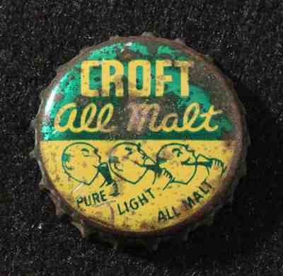CROFT •ALL MALT• ALE UNUSED CORK BEER BOTTLE CAP CROWN BOSTON MASSACHUSETTS MASS