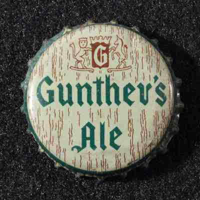 GUNTHERS ALE WOODGRAIN 1940s CORK LINED BEER BOTTLE CAP CROWN BALTIMORE MARYLAND