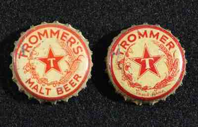 2 dif. TROMMER'S "T STAR" CORK BEER BOTTLE CAP CROWN BROOKLYN, NY NYC ORANGE, NJ