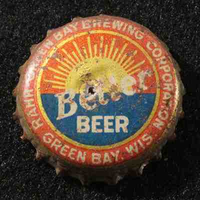 RAHR-GREEN BAY "BETTER BEER" CORK LINED BEER BOTTLE CAP CROWN WISCONSIN SUNRISE+