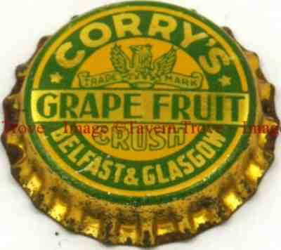 1930s BELFAST IRELAND/GLASGOW SCOTLAND Corry's Grapefruit Crush Cork Crown