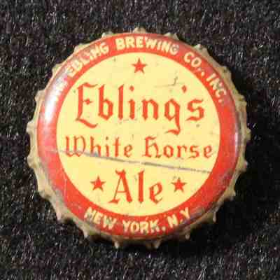 EBLING'S WHITE HORSE ALE CORK BEER BOTTLE CAP CROWN BRONX, NEW YORK CITY NY NYC+