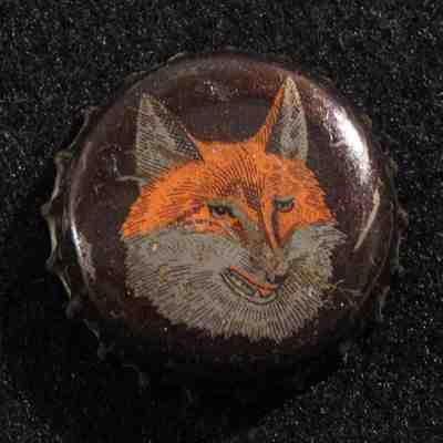 FOX HEAD BLACK BACKGROUND CORK BEER BOTTLE CAP CROWN WAUKESHA, WISCONSIN WISC WI