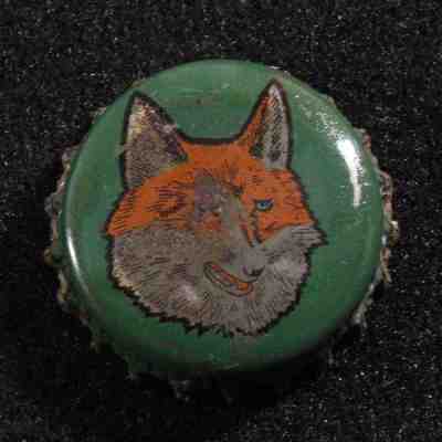 FOX HEAD GREEN BACKGROUND CORK BEER BOTTLE CAP CROWN WAUKESHA, WISCONSIN WISC WI