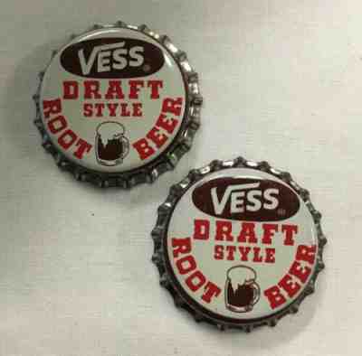 (2) Vess Root Beer Draft Style Soda Bottle Cap Crown Unused Cork Caps