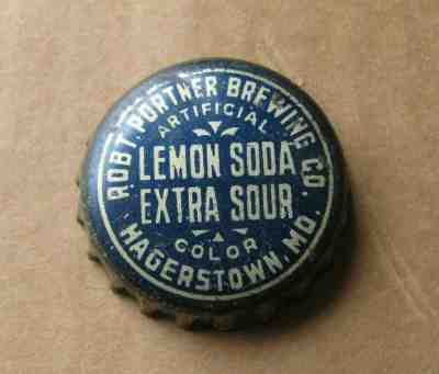  ROBT. PORTNER BREWING CO HAGERSTOWN MD MARYLAND SOLID CORK LEMON SODA CROWN CAP