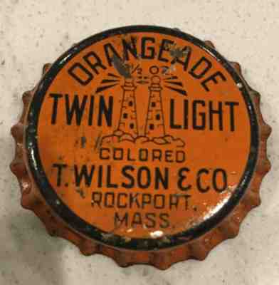 Twin Light Orangeade T Wilson  Rockport Mass Soda Bottle Cap Crown UNUSED CORK 