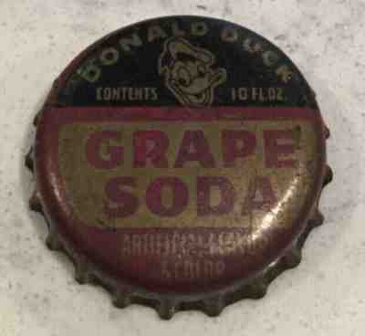 Donald Duck Grape  Soda  Bottle Cap Crown USED CORK Caps