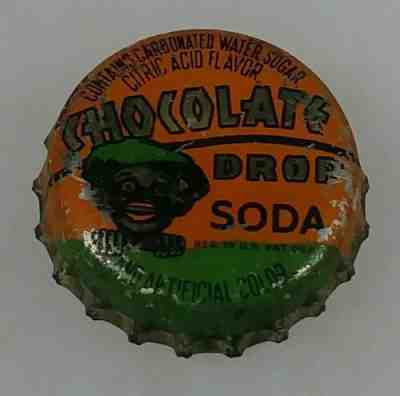 Old Chocolate Drop Soda Cork Lined Bottle Cap Crown Black Americana Graphic Rare