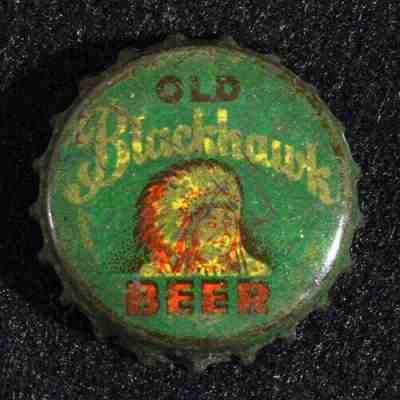OLD BLACKHAWK CORK LINED BEER BOTTLE CAP CROWN ZOLLER'S DAVENPORT IOWA IA 1940's