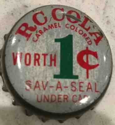  Royal Crown RC Cola Worth 1 cent Herrin  ILL Soda SODA BOTTLE CAP Used CORK