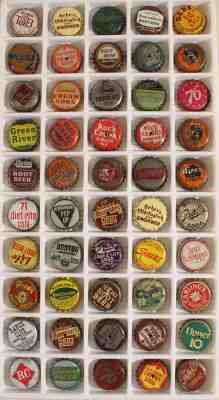 50 CORK LINED SODA BOTTLE CAP CROWN UPPER 10 MISSION GREEN RIVER GRAF'S BON-TON+