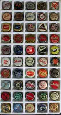 50 CORK LINED BEER BOTTLE CAP CROWN CITY CLUB GLUEK R&H BLATZ COOK'S STAG PABST+