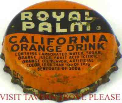 Unused Royal Palm 1950s California Orange Drink Soda Cork Crown Tavern Trove