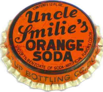 1940s Minnesota Duluth Seven-Up Bottling UNCLE SMILIE'S ORANGE SODA Cork Crown