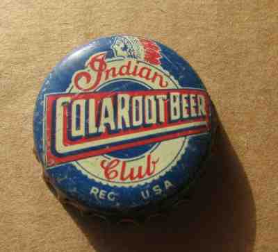 INDIAN CLUB COLA ROOT BEER CORK SODA CAP SACRAMENTO CALIFORNIA VINTAGE CA CROWN 