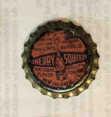 bottle cap crown Cherry SQUEEZE SODA can ACL flat top cone New Orleans LA