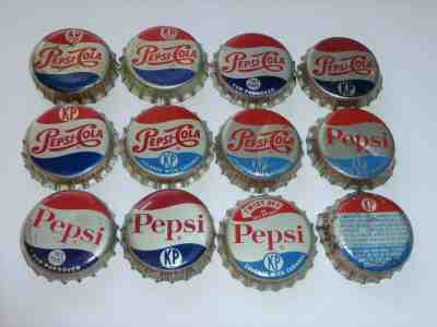 12 Different Pepsi Kosher for Passover Bottle Cap Caps Crown 1954 1956 Cork
