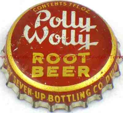 1940s Minnesota Duluth Seven-Up Bottling POLLY WOLLY ROOT BEER 7oz Cork Crown