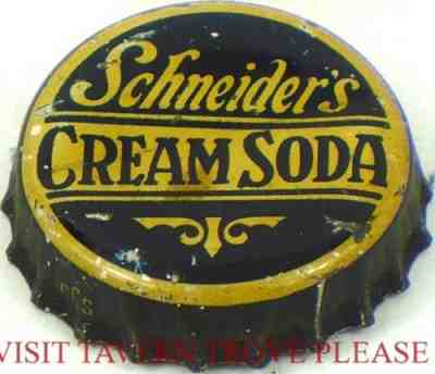 Unlisted Brooklyn New York 1940s Schneider Cream Soda Cork Crown Tavern Trove