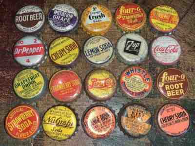 RARE 1930s Cork Lined Bottle Cap Crown Collection Lot 20 Soda Beer Prohibition