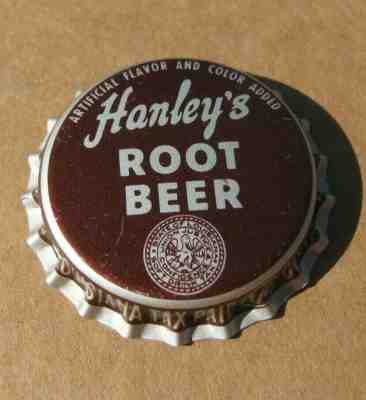 HANLEY'S ROOT BEER SODA BOTTLE CAP LOUISIANA TAX CHURCH POINT LA VINTAGE CROWN 