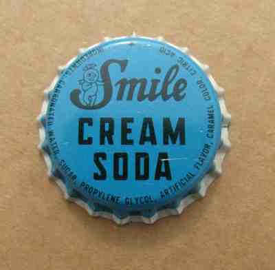 UNUSED SMILE CREAM SODA BOTTLE CAP HONOLULU HAWAII HI VINTAGE 1960'S ERA CROWN 