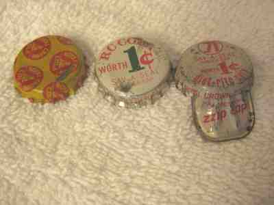 ROYAL CROWN ASST CORK LINED BOTTLE CAPS, 3 DIFFERENT 