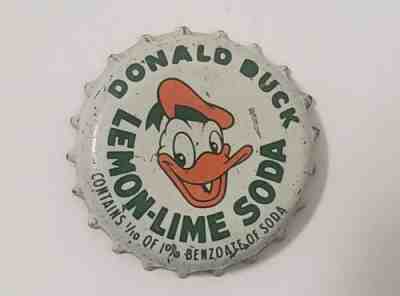 Donald Duck Lemon-Lime Cork Lined Bottle Cap; Cork Crown; Disney; Used