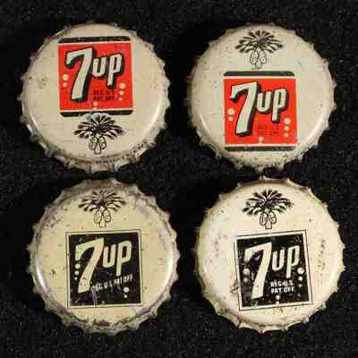 4 DIFFERENT 7-UP SOUTH CAROLINA TAX PAID SC CORK LINED SODA BOTTLE CAP CROWN OLD