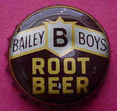 cork lined BAILEY BOYS ROOT BEER crown bottle cap MARSHALLTOWN, IA iowa SODA pop