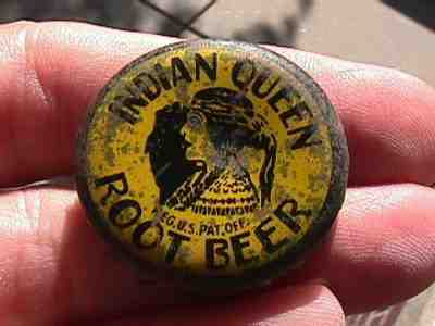1930's Indian Queen Root Beer corklined bottle cap crown   Kansas  Exc graphics