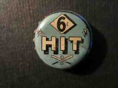 RARE "HIT" BEVERAGE CORK BOTTLE CAP CROWN BLUE GREEN 6Â¢ USED 1930,1940's