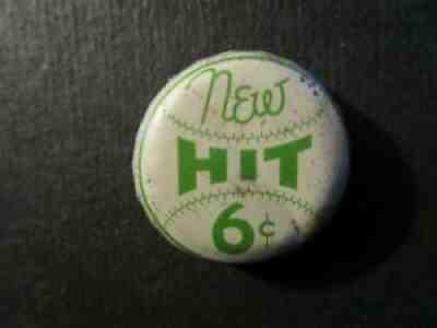 SUPER RARE "HIT" BEVERAGE CORK BOTTLE CAP CROWN PALE GREEN 6Â¢ USED 1930,1940's