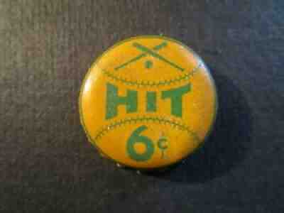 VINTAGE "HIT" BEVERAGE 6Â¢ USED CORK BOTTLE CAP CROWN YELLOW ORANGE1930 s 1940 s