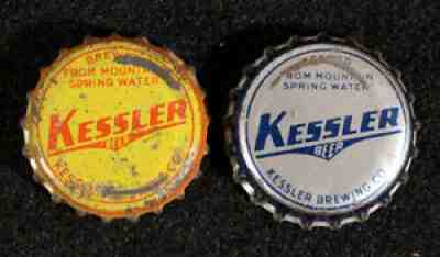 2 dif KESSLER BEER CORK LINED BEER BOTTLE CAPS CROWN HELENA, MONTANA MONT. CROWN