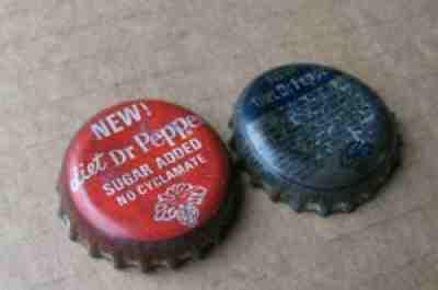 2 DIF NEW DIET DR PEPPER SODA BOTTLE CAPS SOUTH CAROLINA SC TAX VINTAGE CROWNS