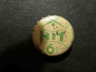VINTAGE "HIT" BEVERAGE CORK BOTTLE CAP CROWN PALE GREEN 6Â¢ USED 1940,1950's