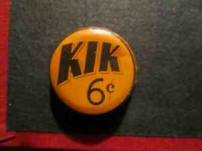 VINTAGE "KIK" BEVERAGE 6Â¢ CORK BOTTLE CAP CROWN BURNT ORANGE USED 1940,1950's