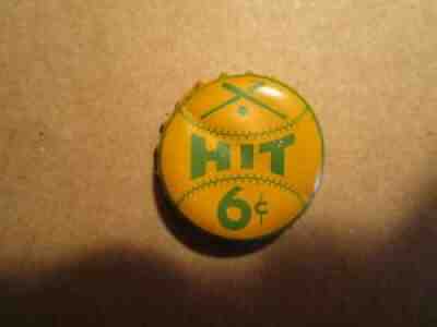 VINTAGE VERY NICE RARE "HIT" BEVERAGE CORK BOTTLE CAP CROWN 6Â¢ USED 1930 1940 s