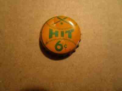 VINTAGE VERY NICE RARE "HIT" BEVERAGE CORK BOTTLE CAP CROWN 6Â¢ USED 1930,1940's
