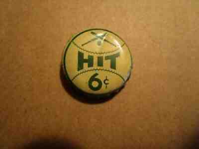 VINTAGE VERY NICE RARE "HIT" BEVERAGE CORK BOTTLE CAP CROWN 6Â¢ USED 1930,1940's