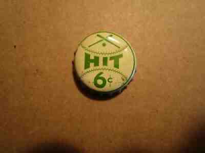VINTAGE VERY NICE RARE "HIT" BEVERAGE CORK BOTTLE CAP CROWN 6Â¢ USED 1930,1940's