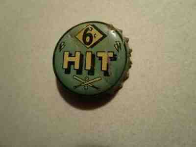 VINTAGE VERY NICE RARE "HIT" BEVERAGE CORK BOTTLE CAP CROWN 6Â¢ USED 1930,1940's