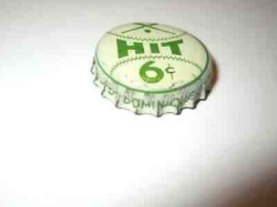 VINTAGE VERY NICE RARE "HIT" BEVERAGE CORK BOTTLE CAP CROWN 6Â¢ USED 1930,1940's