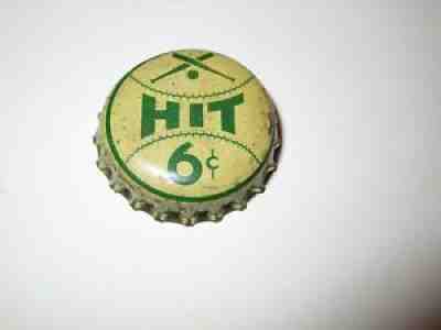 VINTAGE VERY NICE RARE "HIT" BEVERAGE CORK BOTTLE CAP CROWN 6Â¢ USED 1930,1940's